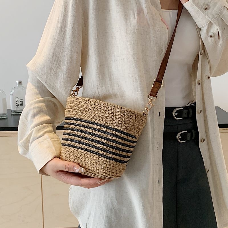 Bucket Bag Suede - Fashion Women Straw Woven Crossbody Bags