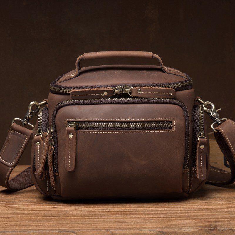 Bucket Bag Suede - Crazy horse leather handmade shoulder bag