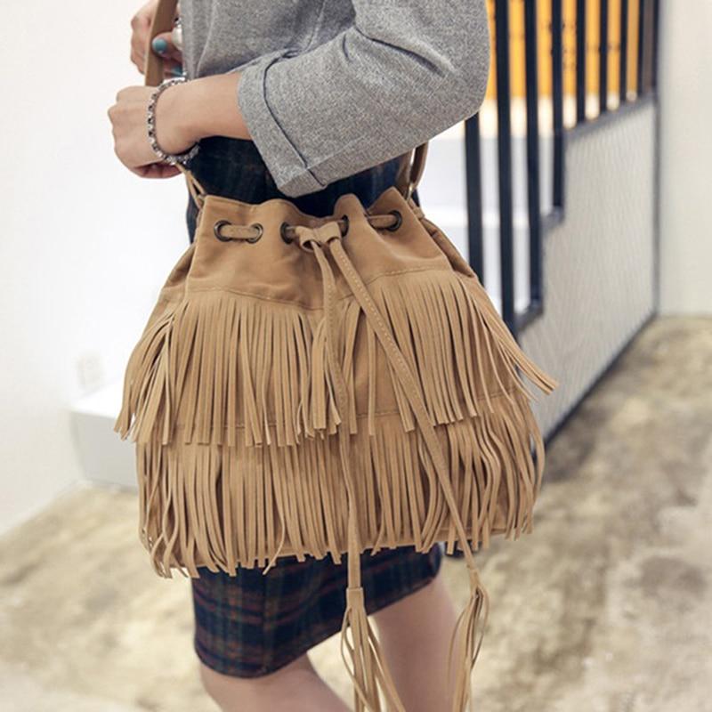 Suede Fringe Women Messenger B - Bucket Bag Suede 리뷰 및 가격