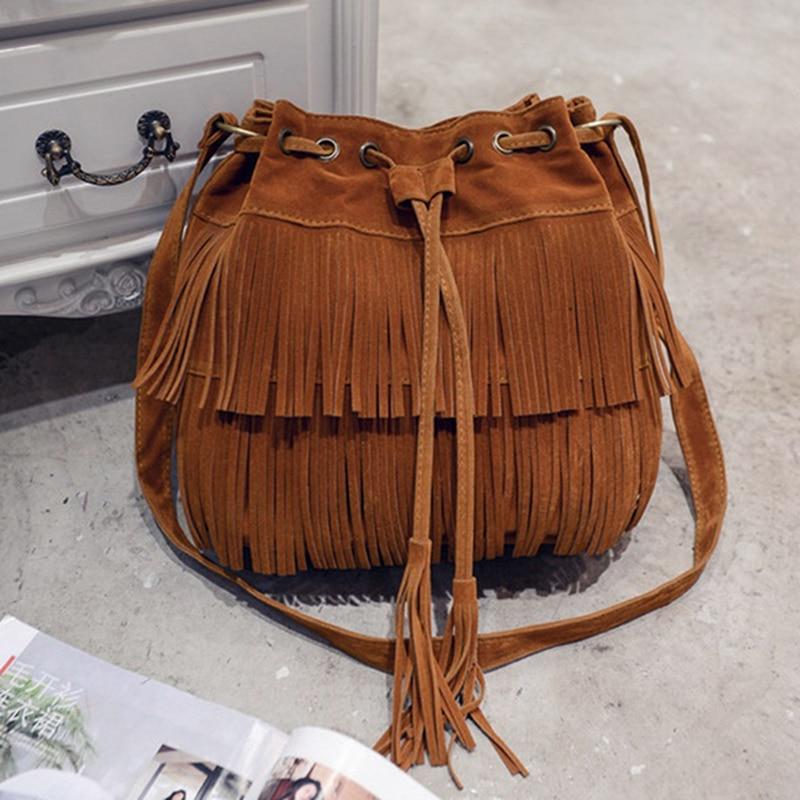 Suede Fringe Women Messenger B - Bucket Bag Suede 리뷰 및 가격