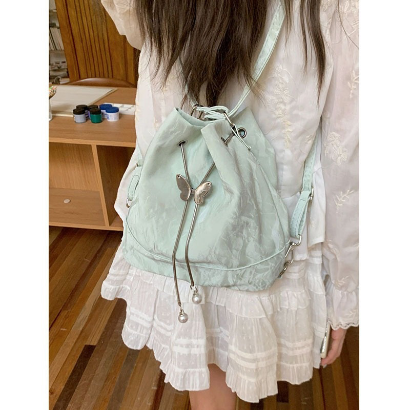 Women Mint Green Butterfly Dra - Bucket Bag Suede 리뷰 및 가격