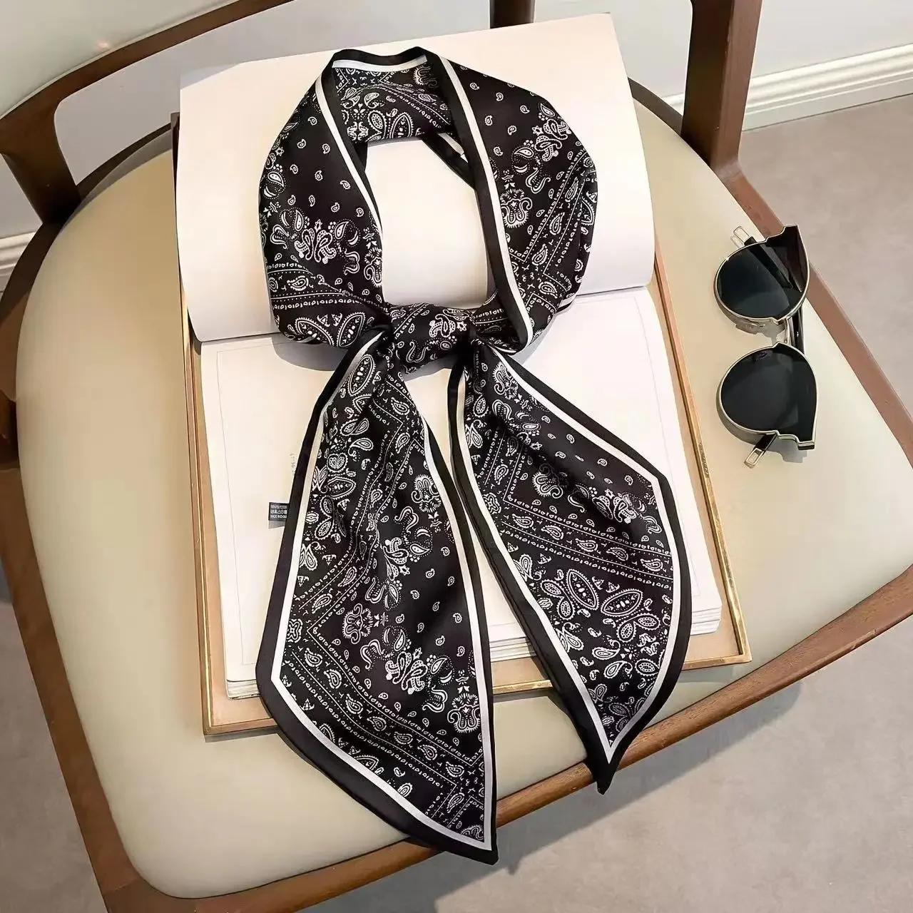 Design Print Skinny Scarf Plai - Luxury Bags Sales 리뷰 및 가격