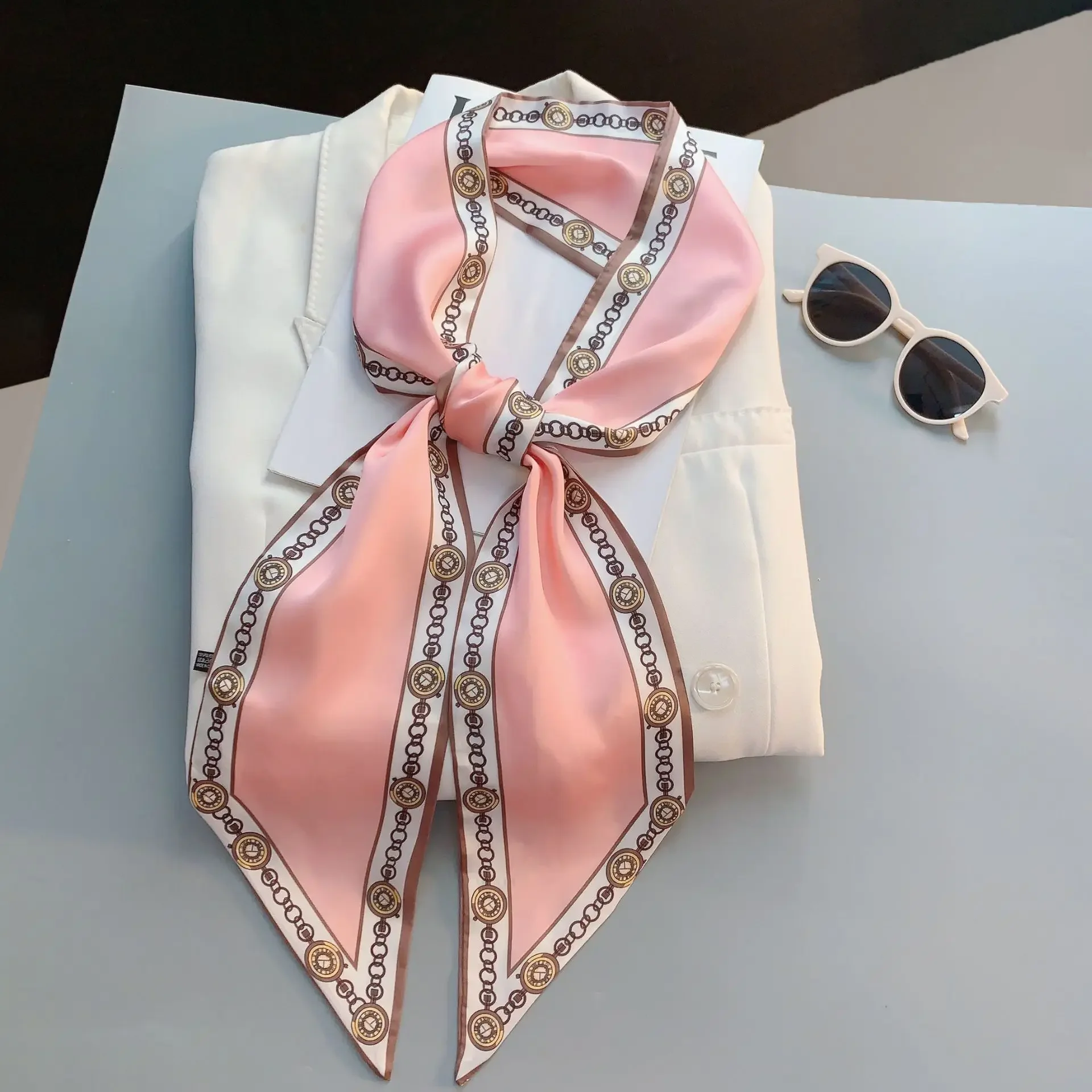 Design Print Skinny Scarf Plai - Luxury Bags Sales 리뷰 및 가격