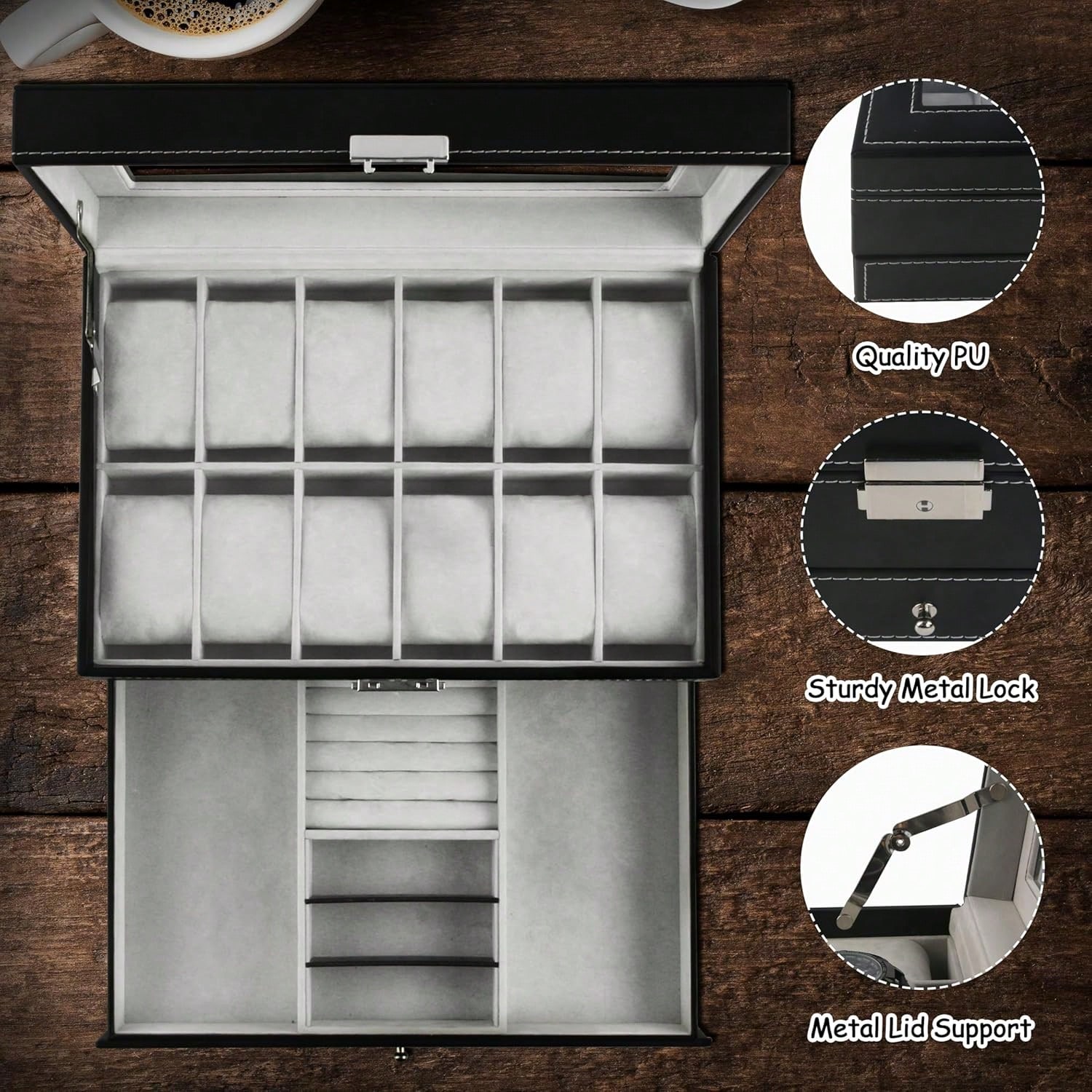 Luxury 12-Slot 2-Tier PU Leath - Luxury Bags Tier 리뷰 및 가격