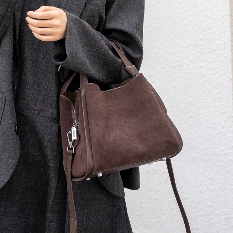 Burminsa Cowhide Suede Genuine - Bucket Bag Suede 리뷰 및 가격