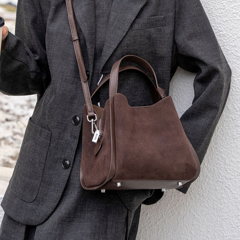 Burminsa Cowhide Suede Genuine - Bucket Bag Suede 리뷰 및 가격