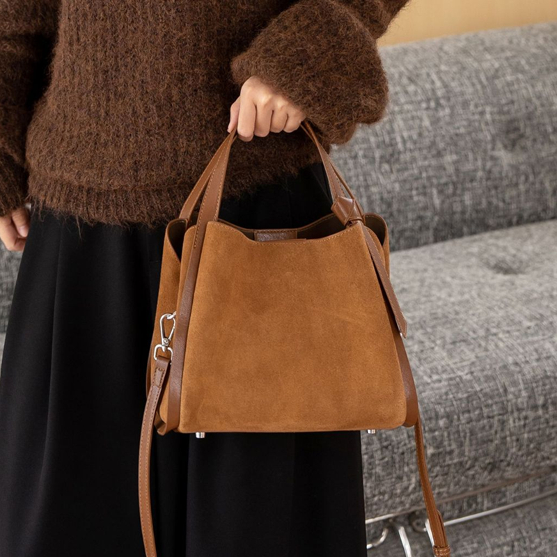 Burminsa Cowhide Suede Genuine - Bucket Bag Suede 리뷰 및 가격
