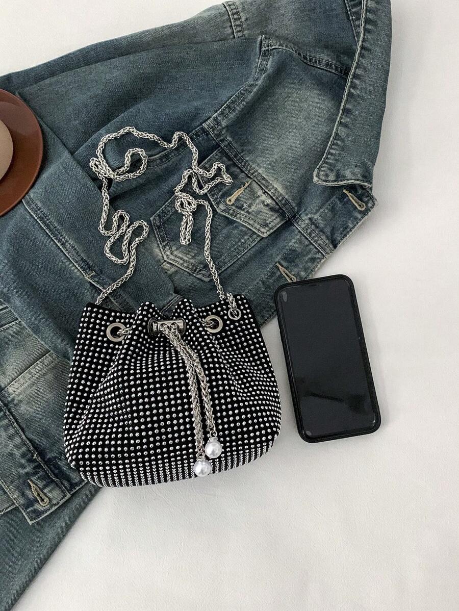 Rhinestone Embellished Bucket  - Bucket Bag Suede 리뷰 및 가격